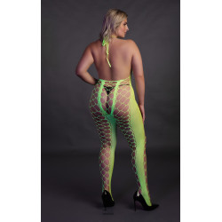 Ouch! Glow Combinaison Filet et Dos nu Vert Fluo